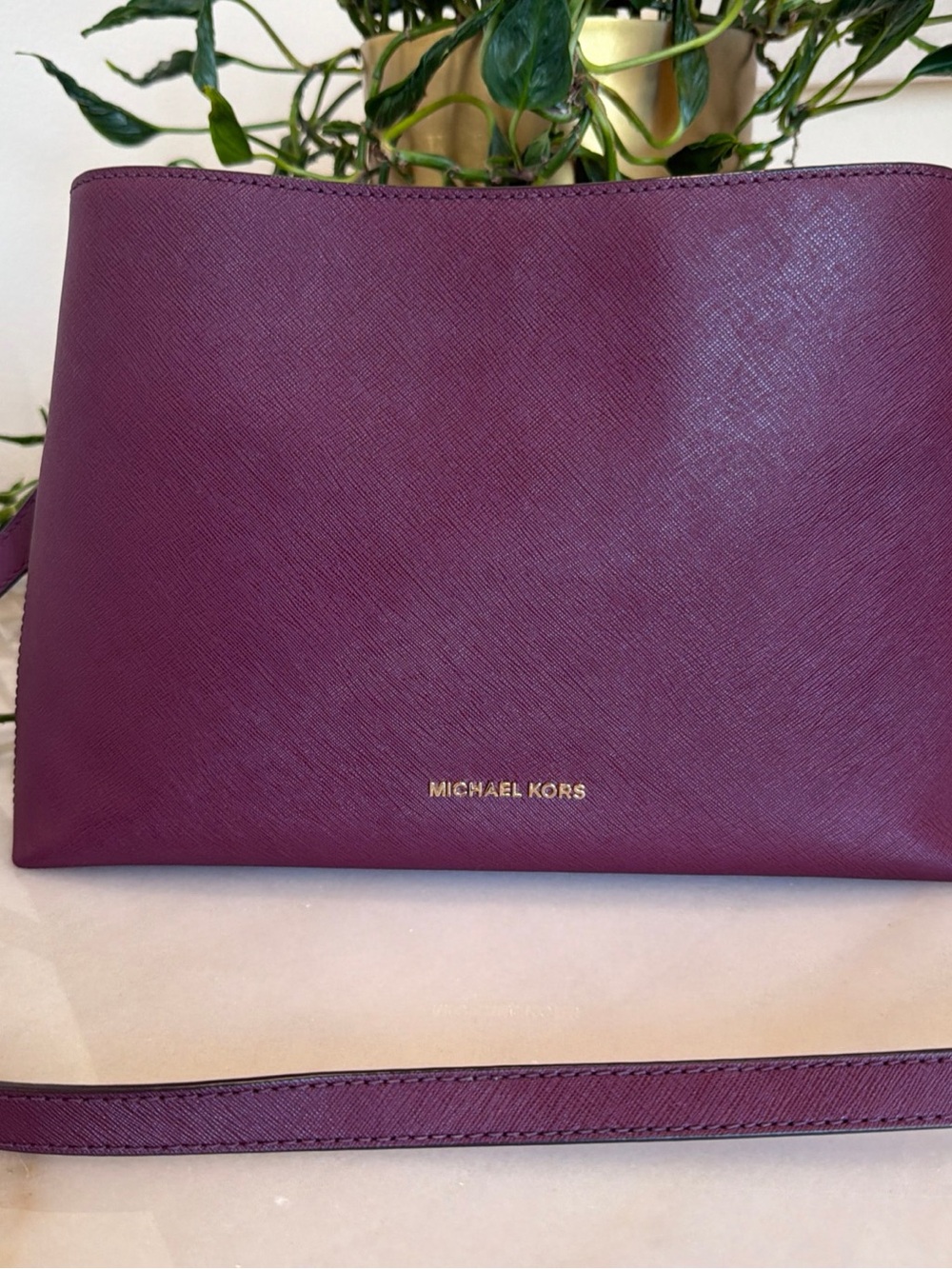 Michael Kors Purple Saffiano Leather Crossbody - Picture 2 of 15